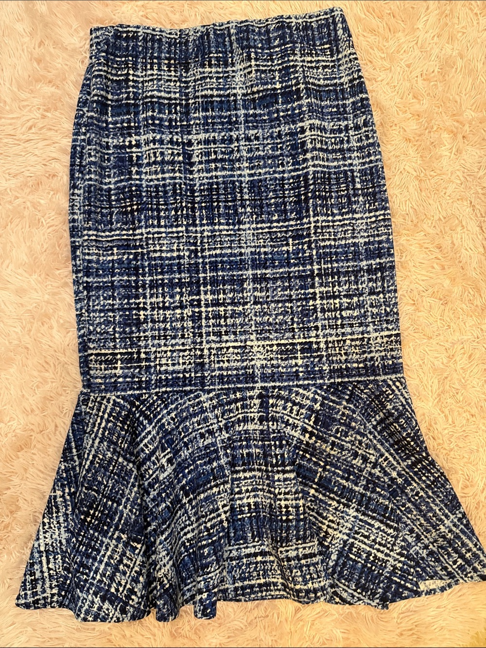 JEM Navy and White Tweed Mermaid Midi Skirt